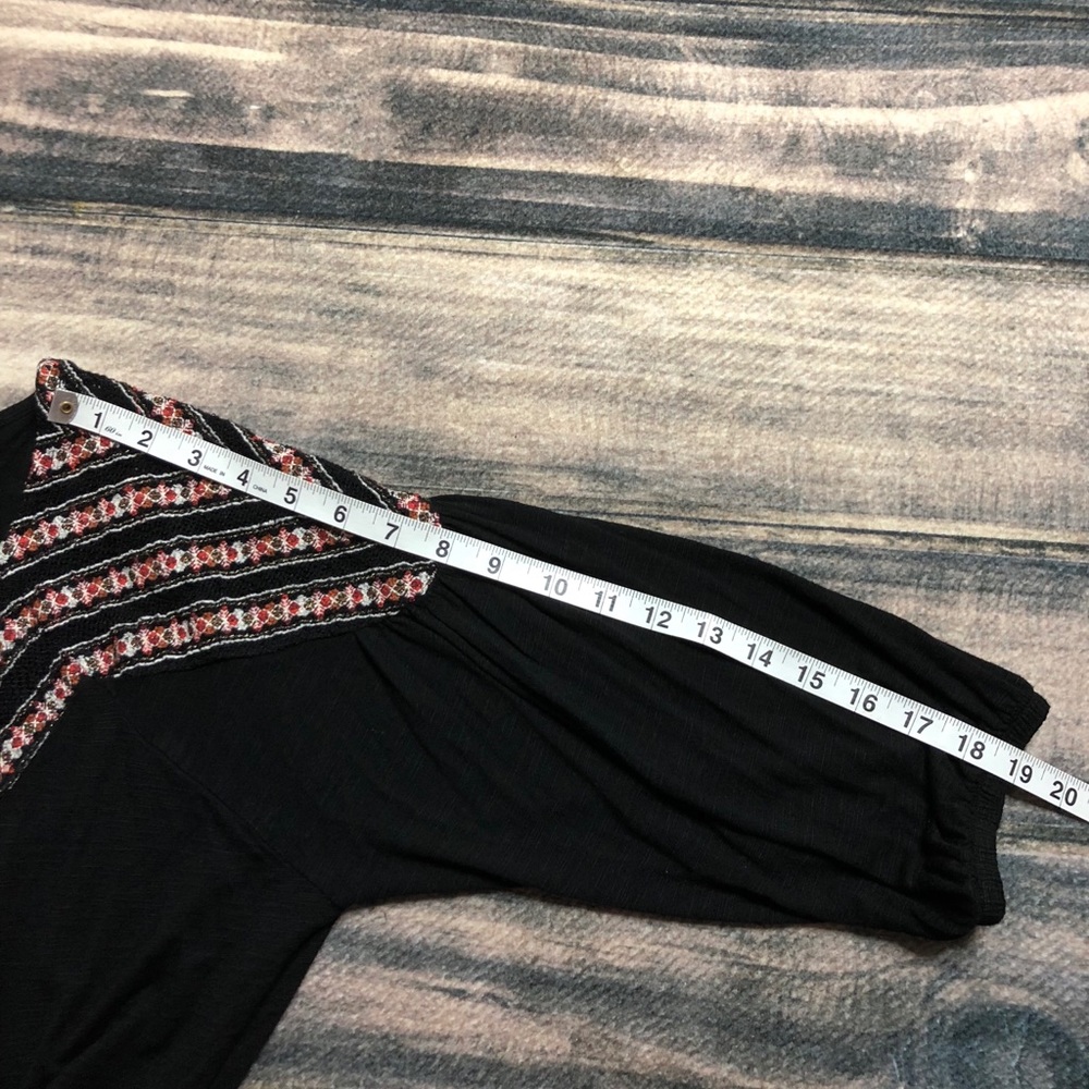 Lucky Brand Embroidered Peasant Boho Black Top - Picture 5 of 6